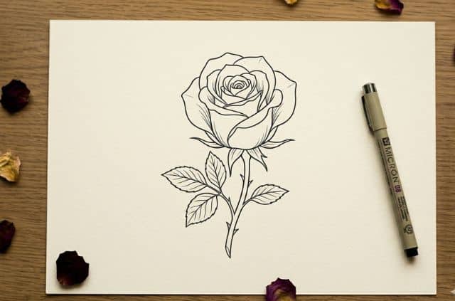 single-rose-outline