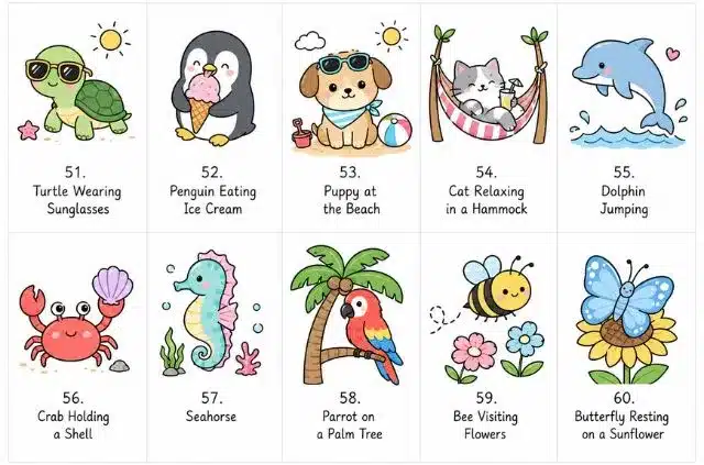 cute-summer-animal-doodles