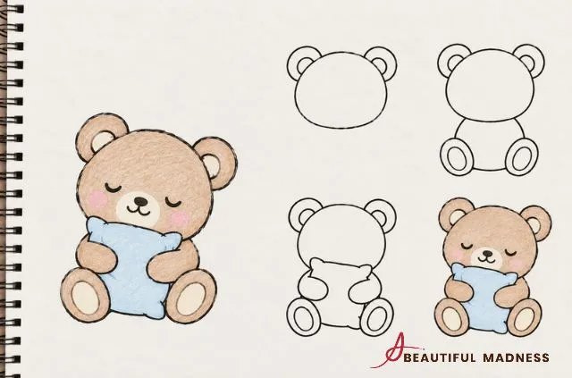 sleepy-bear-hugging-a-pillow