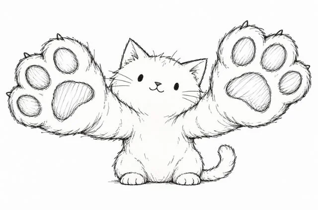 cat-doodle-with-giant-paws
